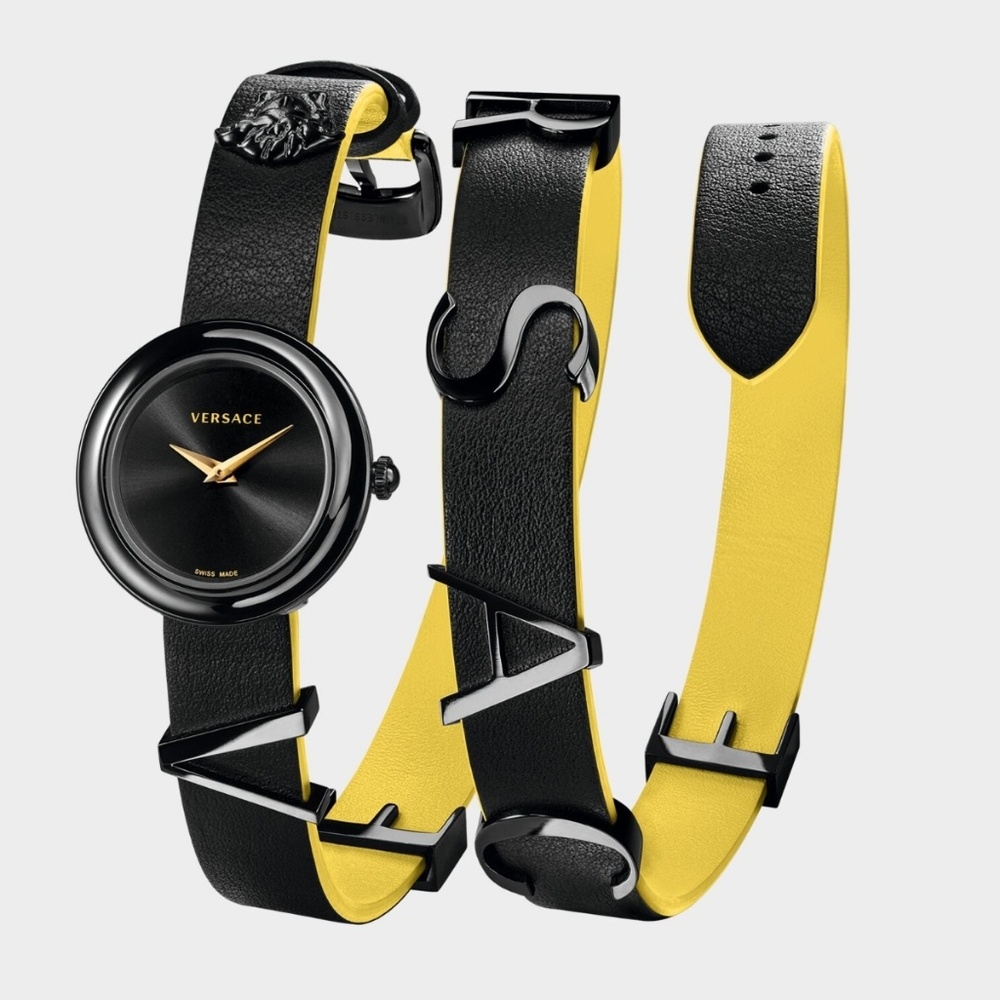 🔥VERSACE V-FLARE LEATHER WATCH